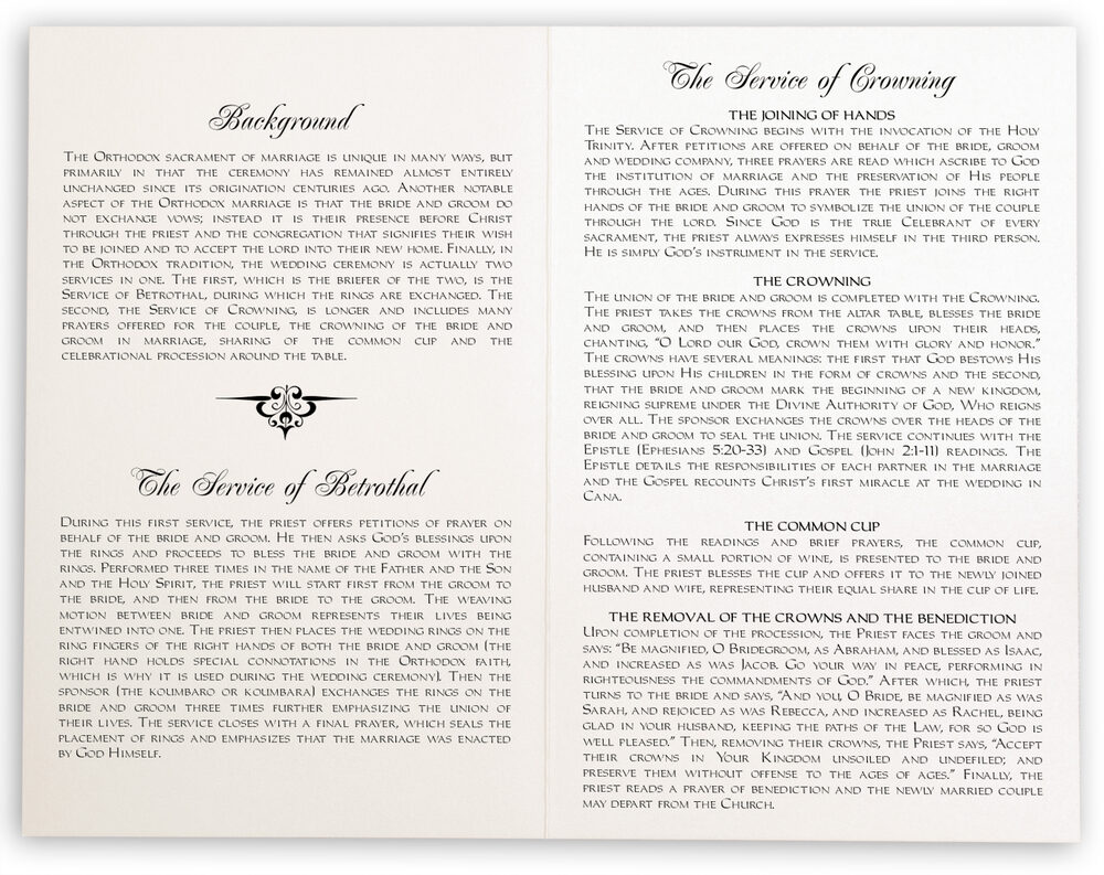 Crowned Greek Orthodox Orthodox Wedding Programs and Church Programs